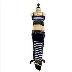 Jean Paul Gaultier Vintage Y2K graffiti scribble striped mesh sheer dress trendy